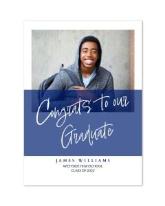 Congrats Blue Personalized Photo Graduation Card