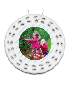 Joy to the World Personalized Photo Openwork Christmas Ornament