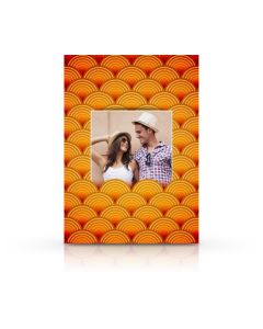 Orange Retro Circles Custom Photo Card