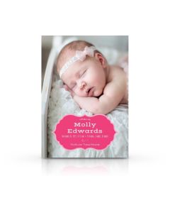 Pink Heraldic Frame Birth Announcement Custom Photo Card